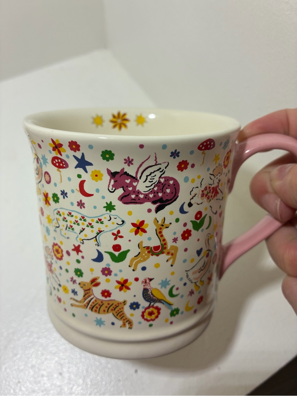 Whimsical Colorful Cartoon animals and floral Coffee Mug by Cath Kidston